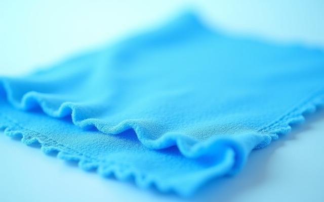 Close-up of a high-grade blue microfiber cloth demonstrating its texture suitable for capturing dust and bacteria