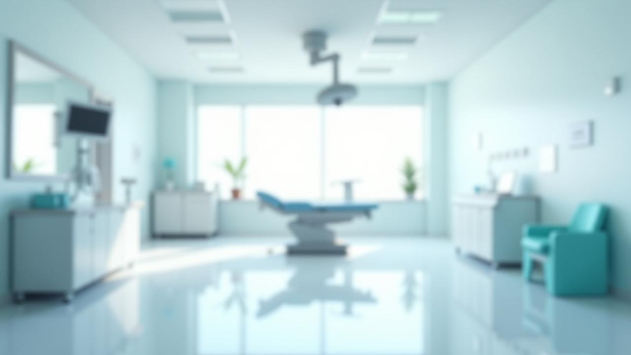 Bright, sterile modern medical treatment room with advanced equipment