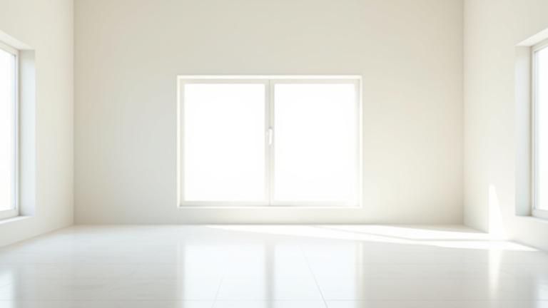 Clean, bright newly constructed room, ready for occupation, workers finishing up